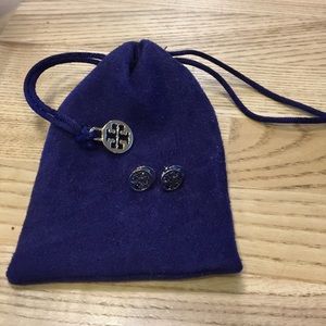 Tory Burch silver logo earrings